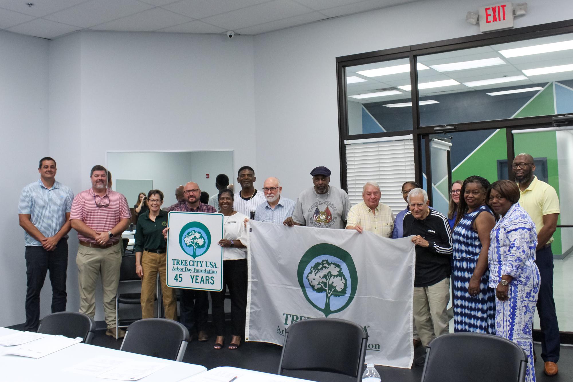 Parks and Beautification Commission receiving Tree City USA Award