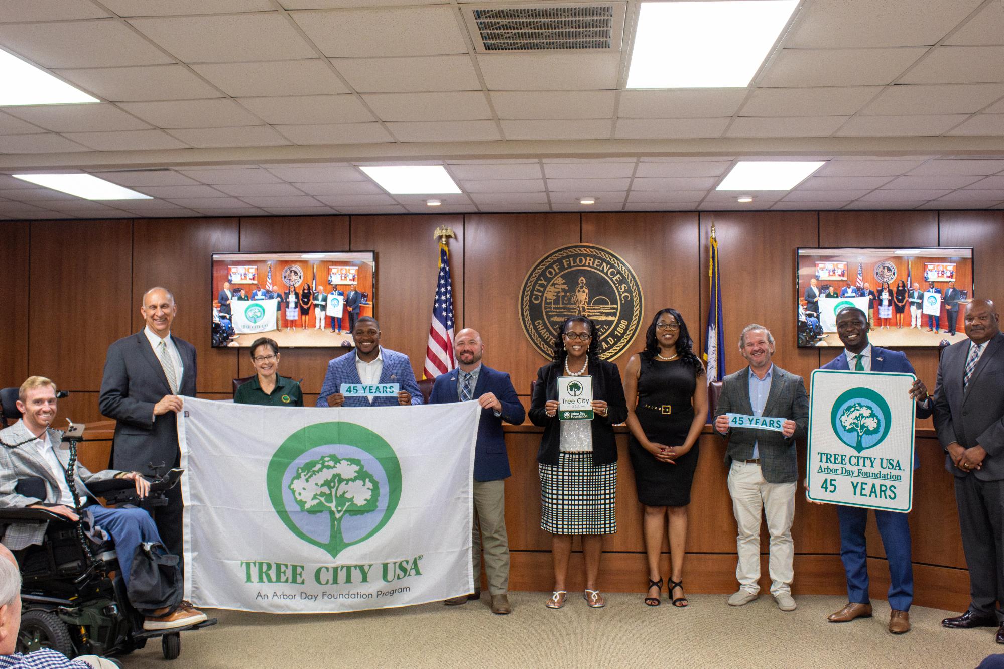 City Council receiving Tree City USA Award
